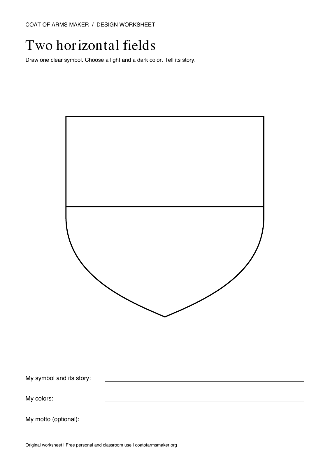 Two horizontal fields printable coat of arms worksheet
