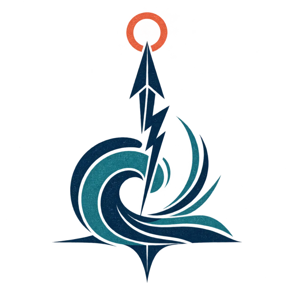 Original personal sigil with an upward path, wave, and circular geometry