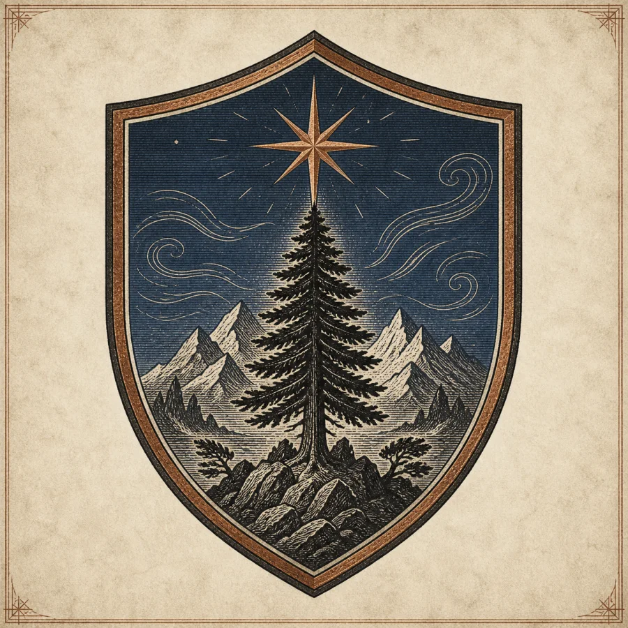 Black pine and north star crest for the Mountain House